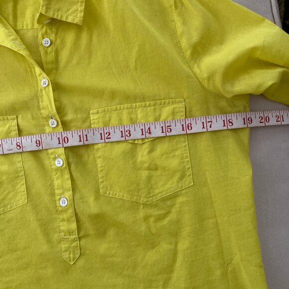 J. CREW Bright Yellow Sheer Popover Long Sleeve Blouse - Picture 3 of 4